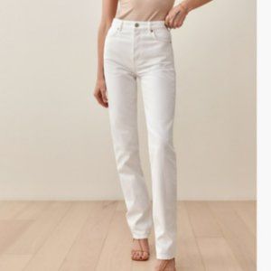Reformation Cynthia high rise straight long Jean